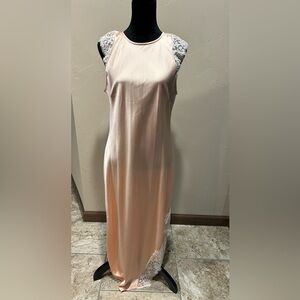 Peach Slip Dress with Lace Detail